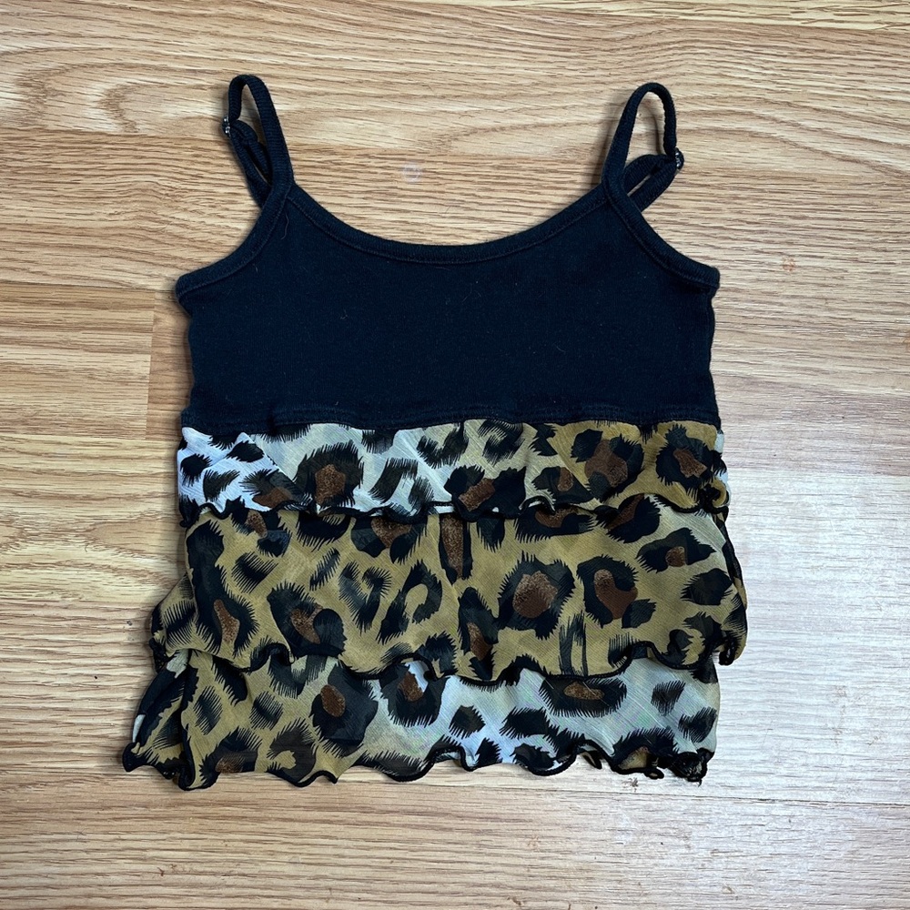 JoJo Designs Black and Cheetah Print Tank Top Baby Girl 6-12 months